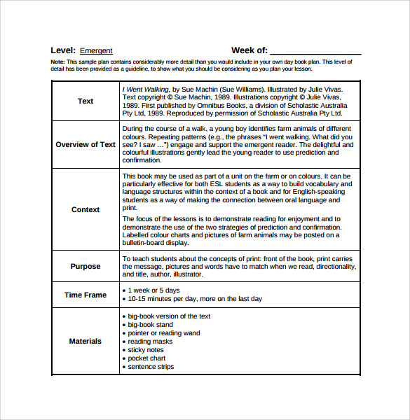 FREE 14 Sample Kindergarten Lesson Plan Templates In PDF MS Word