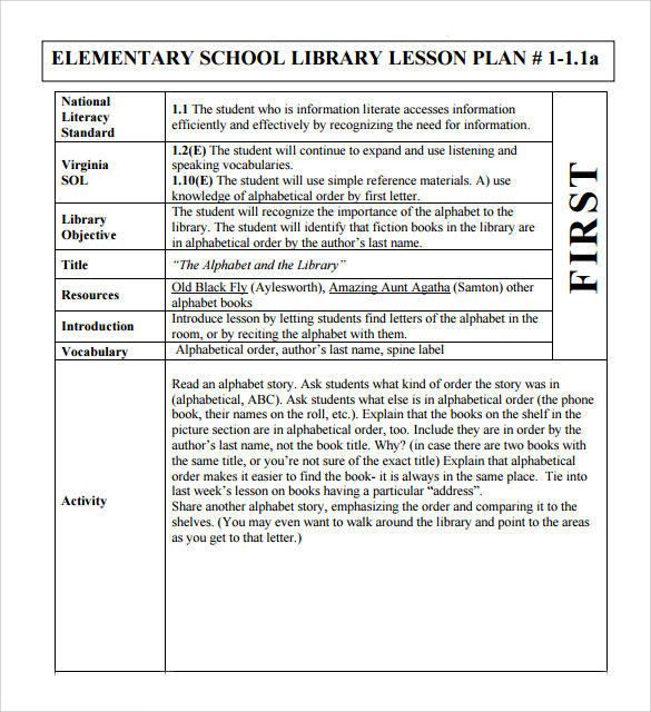 elementary library lesson plan