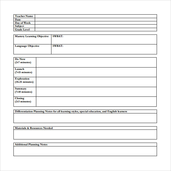 Lesson Plan Template For Special Education Teachers Free Popular Templates Design