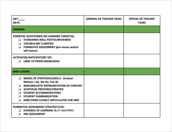 19 Sample Teacher Lesson Plan Templates Sample Templates