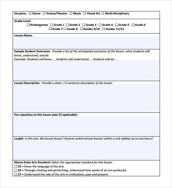 FREE 8+ Sample Art Lesson Plan Templates in PDF | MS Word