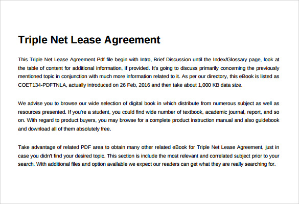 triple net lease agreement