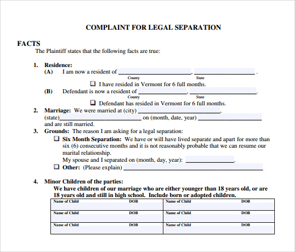 legal separation template