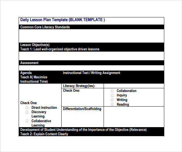 blank unit lesson template