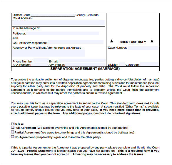 Sample Separation Agreement Template - 8+ Free Documents 