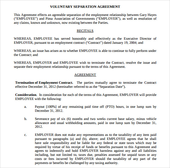 FREE 9  Sample Separation Agreement Templates in PDF MS Word Google