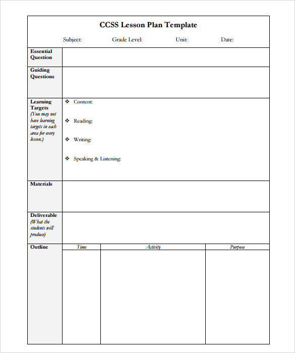 example of sample simple lesson plan