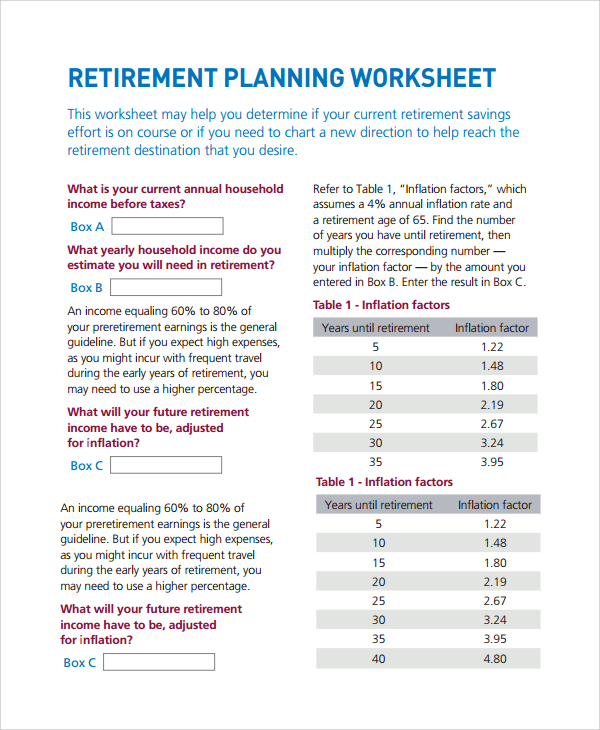 inflation calculator for retirement planning