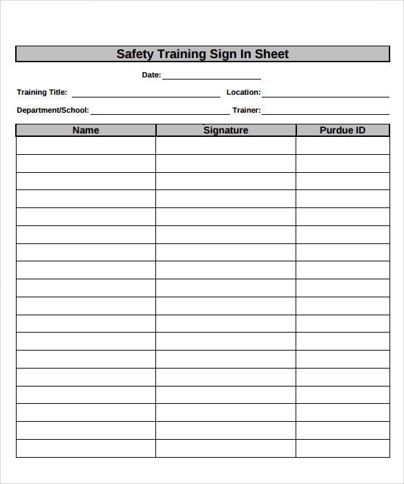 FREE 17 Sample Training Sign In Sheet Templates In PDF