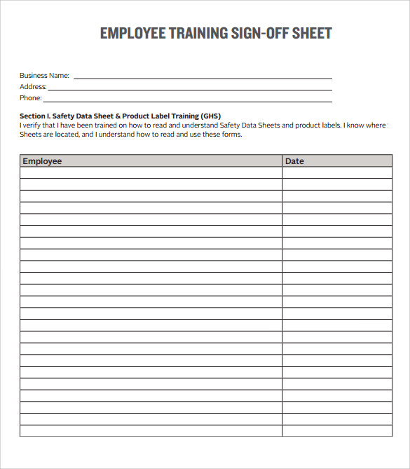 printable sample training sign in sheet