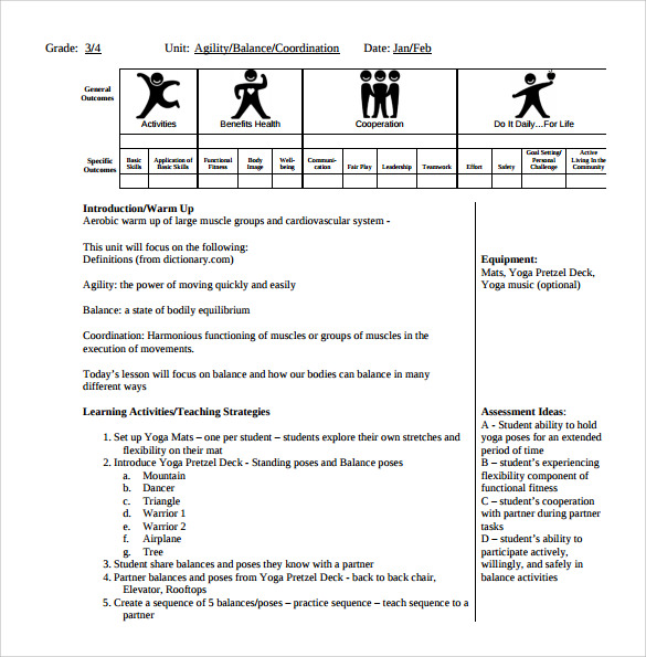 physical education lesson note