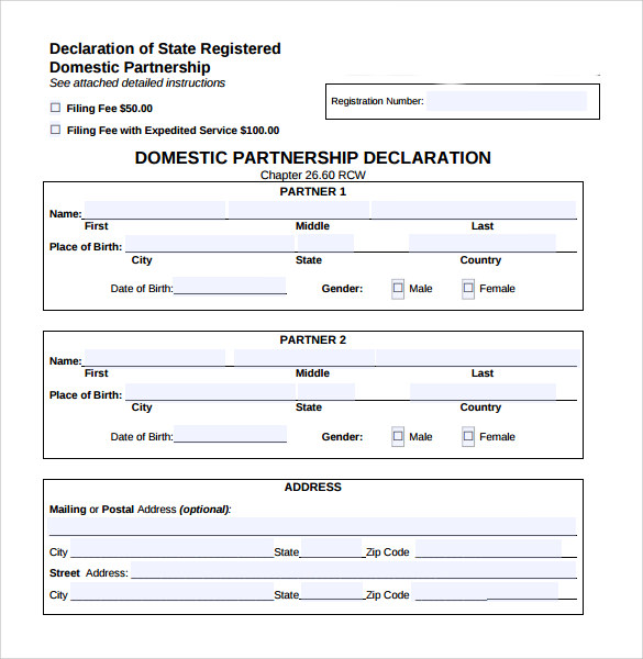 Free Printable Domestic Partnership Agreement Printab 3588