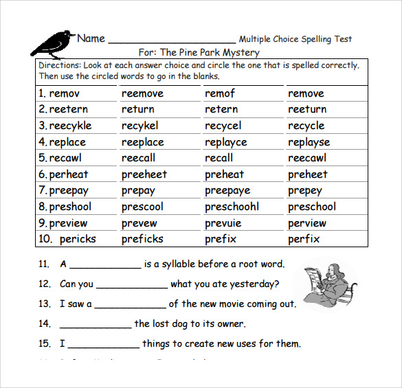 How do you make a multiple choice spelling test?