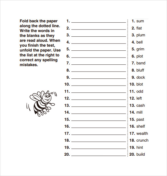 FREE 14 Sample Spelling Test Templates In PDF MS Word