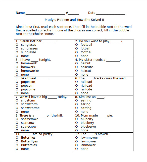 FREE 14+ Sample Spelling Test Templates in PDF MS Word