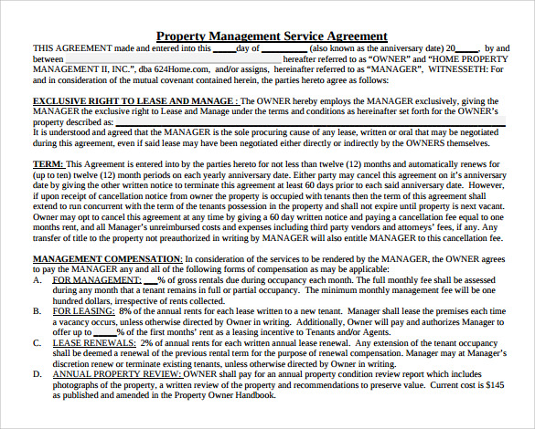 property management service agreement