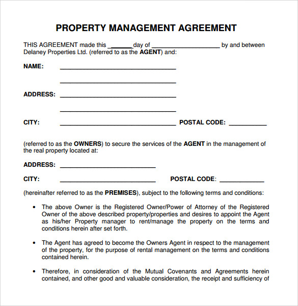 Printable Property Management Agreement Template Printable Templates