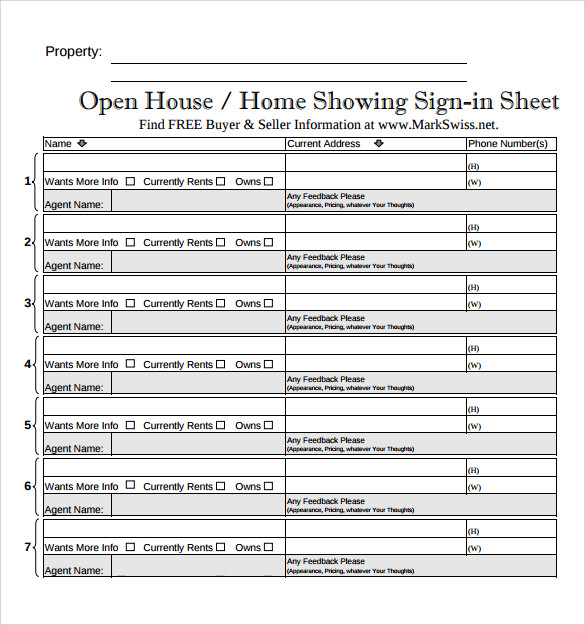 10 Free Sample Open House Sign In Sheet Templates Printable Samples 14 Sample Open House Sign