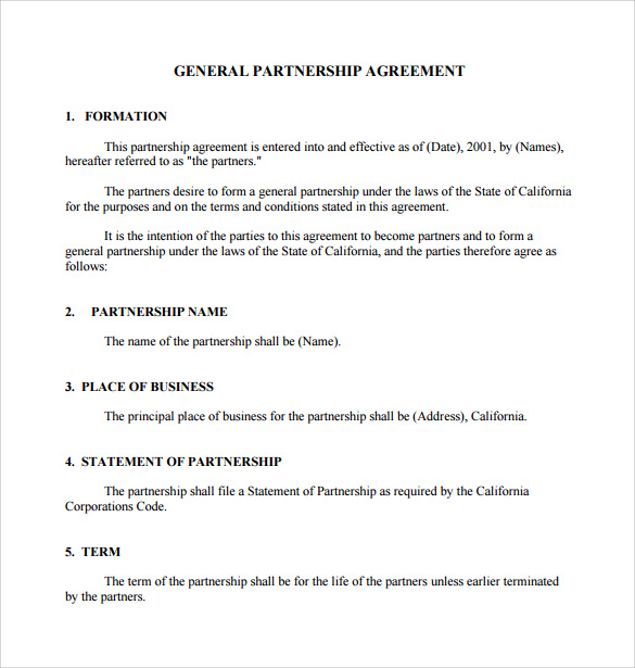 12-sample-general-partnership-agreement-templates-sample-templates