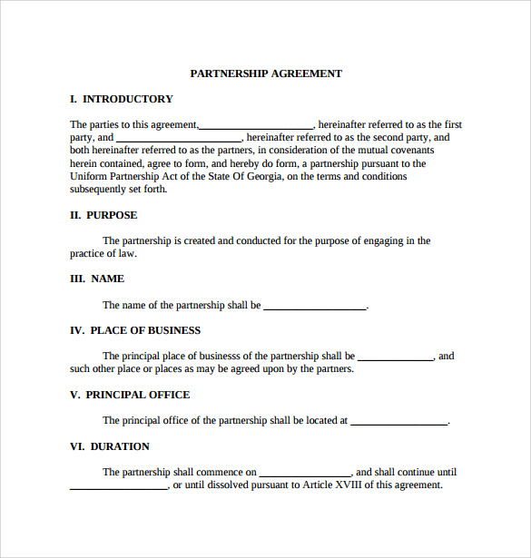 One Page Partnership Agreement Template HQ Printable Documents   Sample PDF General Partnership Agreement 