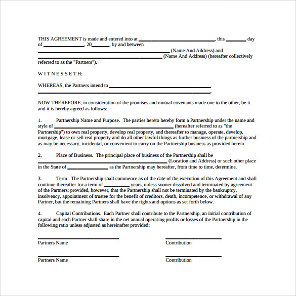 12-sample-general-partnership-agreement-templates-sample-templates