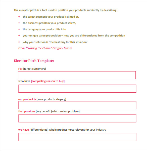 FREE 11+ Sample Elevator Pitch Templates in PDF MS Word