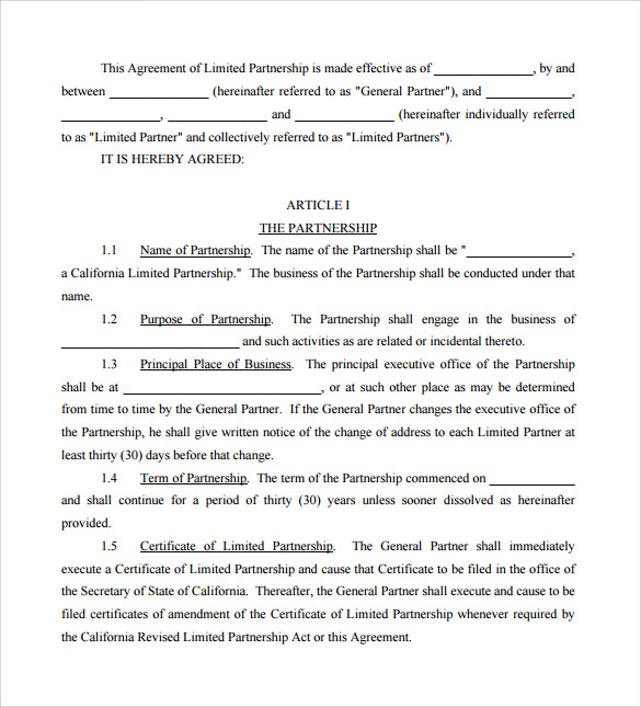 general partnership agreement pdf