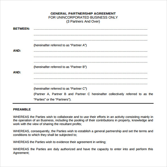 general business partnership agreement 