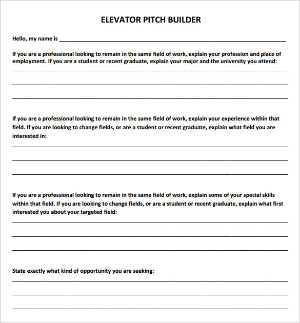 FREE 11+ Sample Elevator Pitch Templates in PDF MS Word