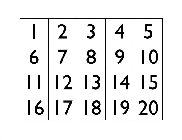 templates for numbers