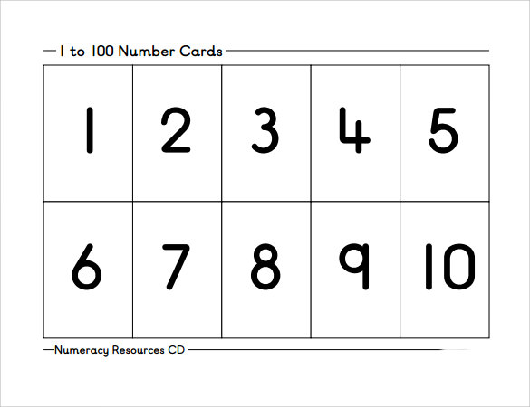 number cards templates