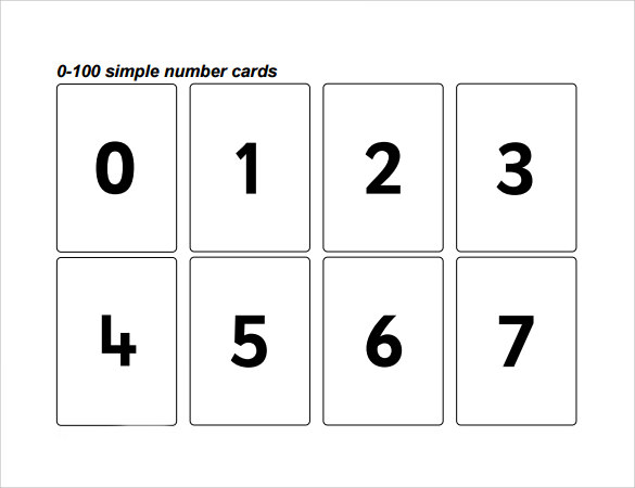 simple number cards 