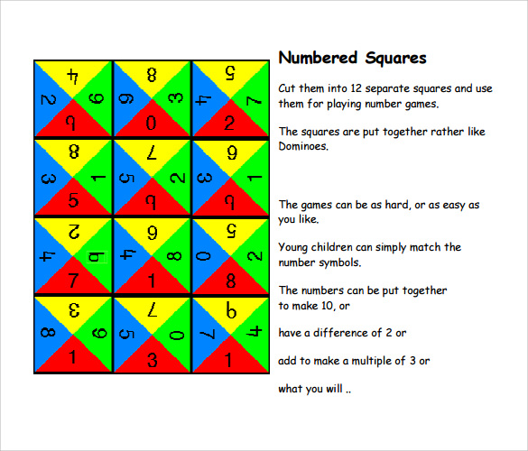 numbered squares templates