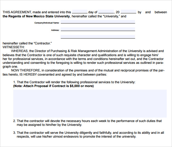 professional services agreement sample