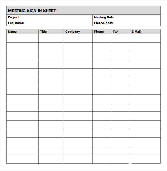 Conference Sign In Sheet Template