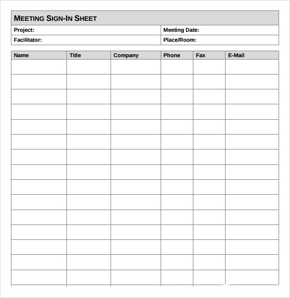 14+ Sample Meeting Sign in Sheets Sample Templates