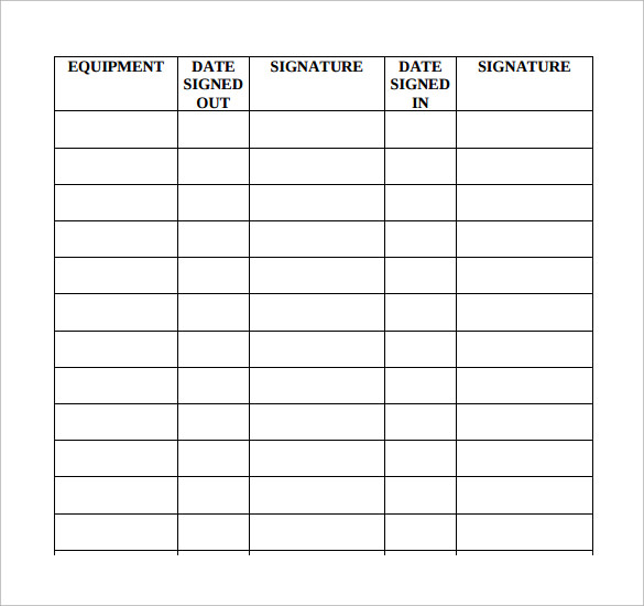 FREE 14+ Sample Equipment Sign Out Sheet Templates in PDF MS Word Excel