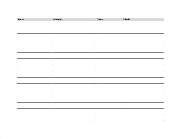 Sample Sign In Sheet For Meeting