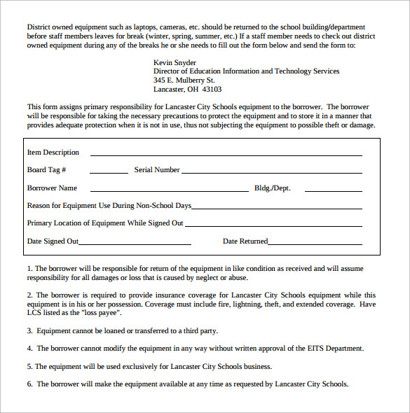 FREE 14+ Sample Equipment Sign Out Sheet Templates in PDF MS Word Excel