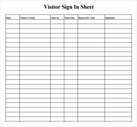 FREE 11+ Sample Visitor Sign in Sheet Templates in MS Word PDF