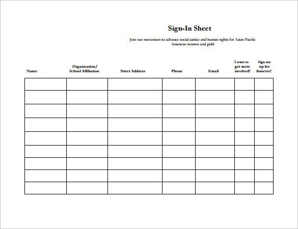 sample event sign in sheet