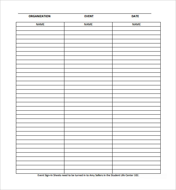 event sign in sheet free