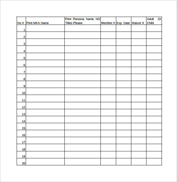 FREE 11 Sample Event Sign In Sheet Templates In PDF MS Word