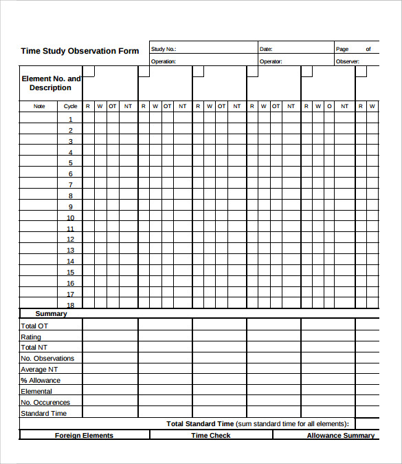 FREE 5  Sample Time Study Templates in PDF
