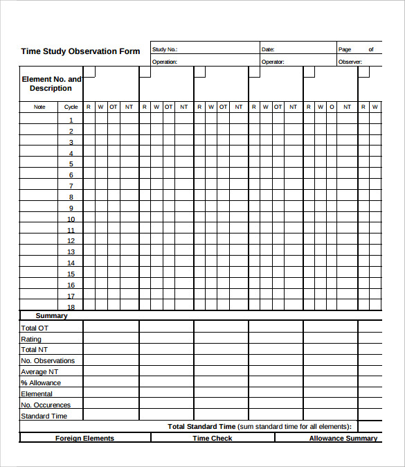 Free Printable Time Study Template Aulaiestpdm Blog