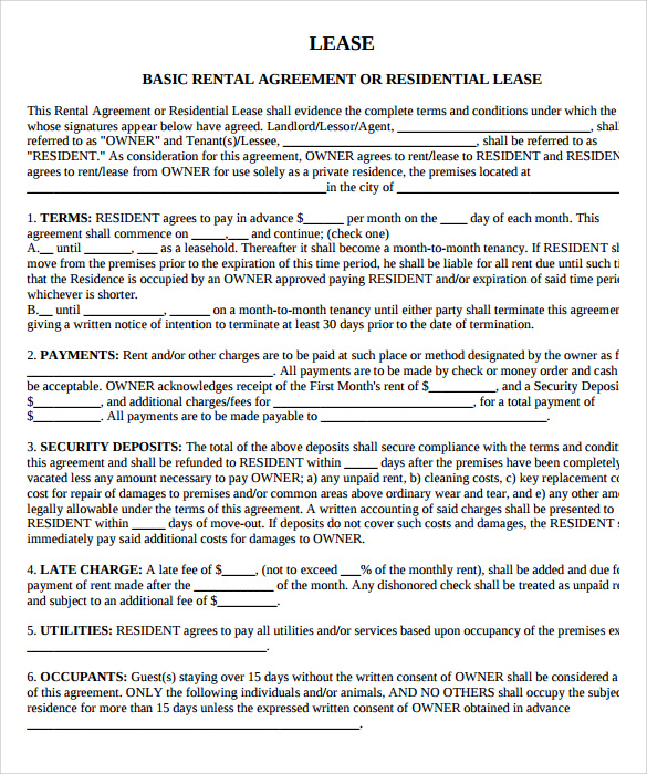 9 Property Lease Agreement Templates To Download For Free Sample Templates 1936