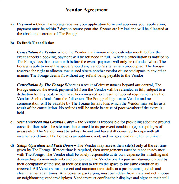 vendor agreement template