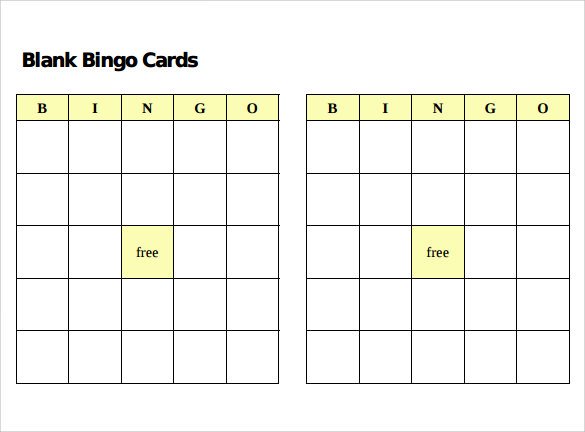 sample bingo card template format