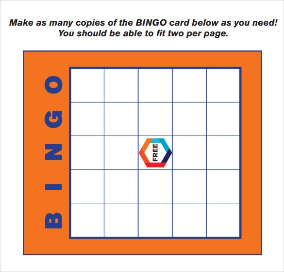 sample blank bingo card