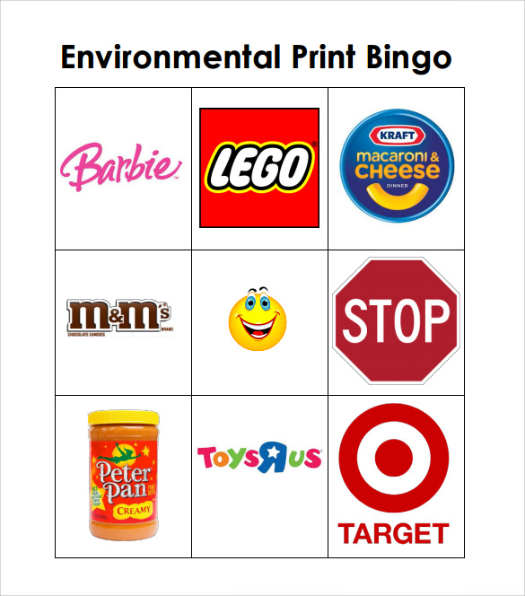 sample environmental bingo card 